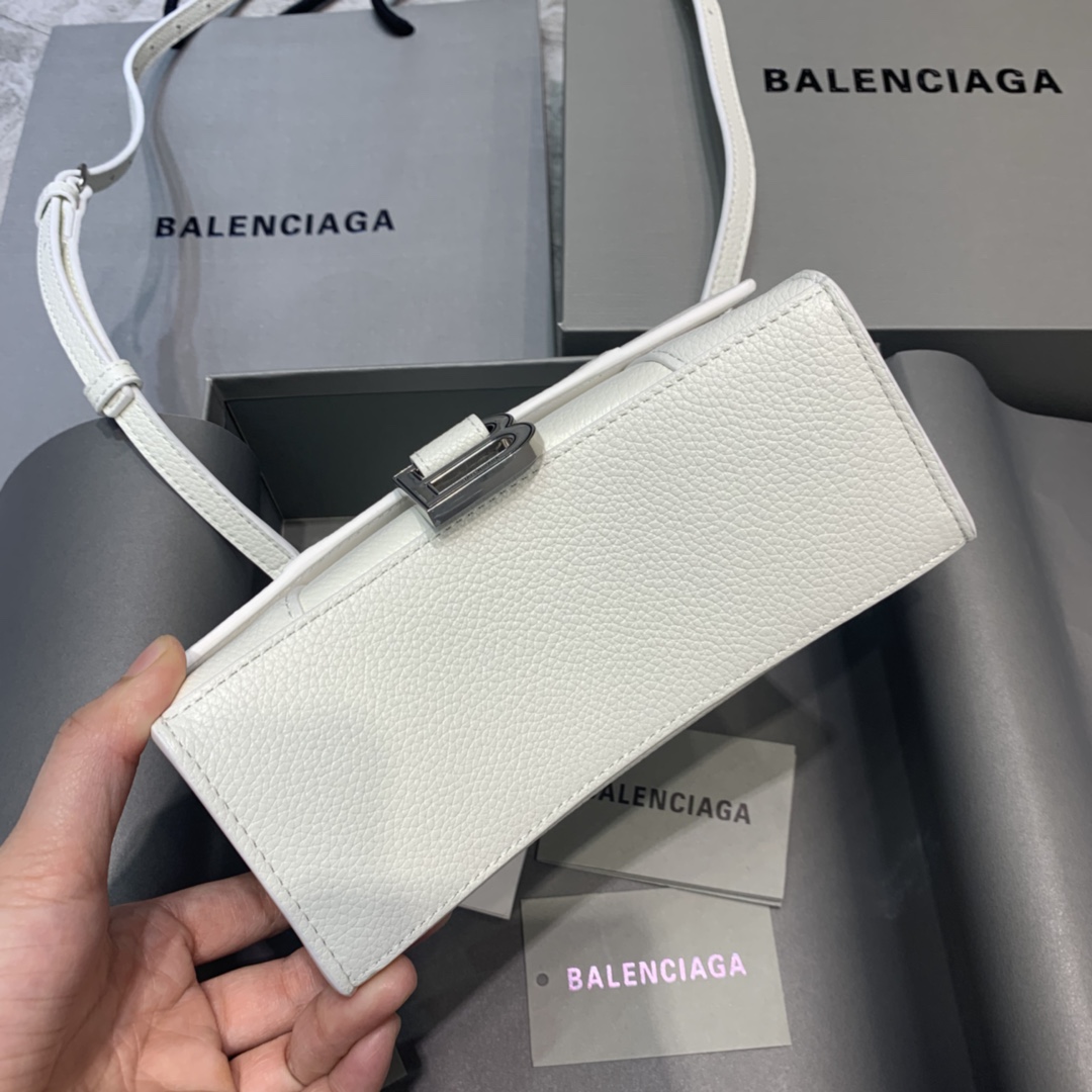 Balenciaga Hourglass XS Handbag Grain Calfskin Shoulder Bag White